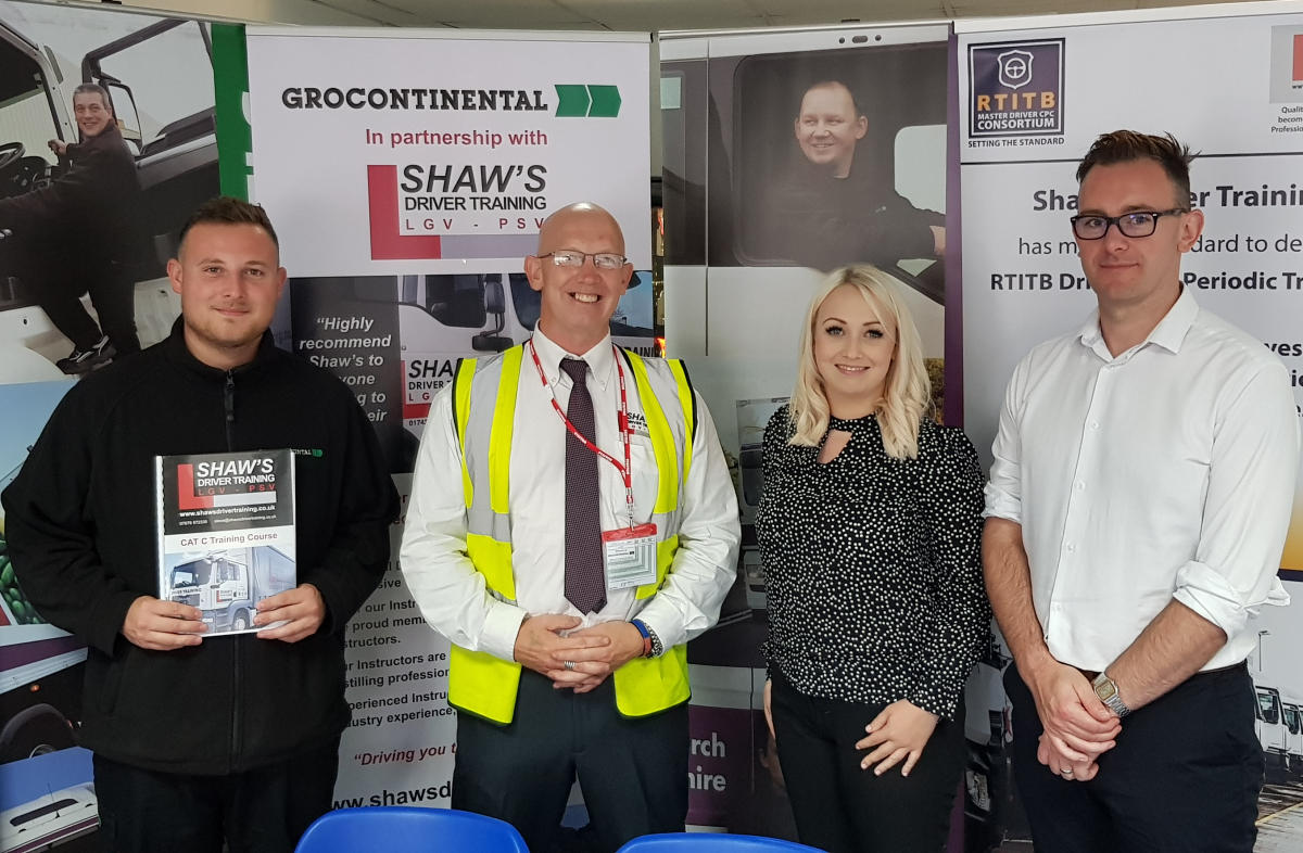 Pictured at Grocontinental’s Driver Training Programme launch are Joe Gregory – Grocontinental, Steve Shaw – Shaw’s Driver Training, Gemma Molyneux and Ross McPhillips – Grocontinental 