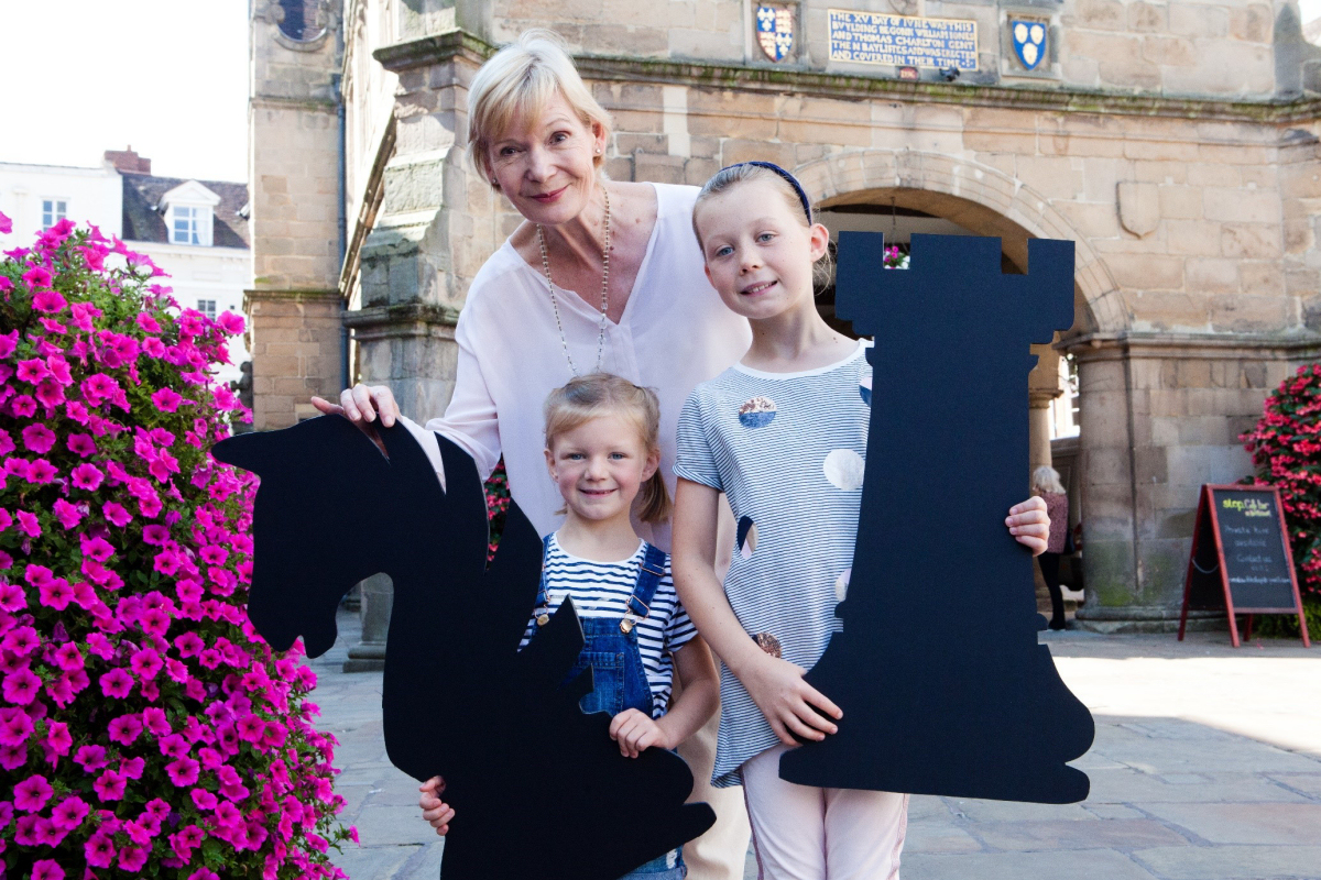 Eva Ward, Carol Grant, Eleni Ward have a taster of the supersized games