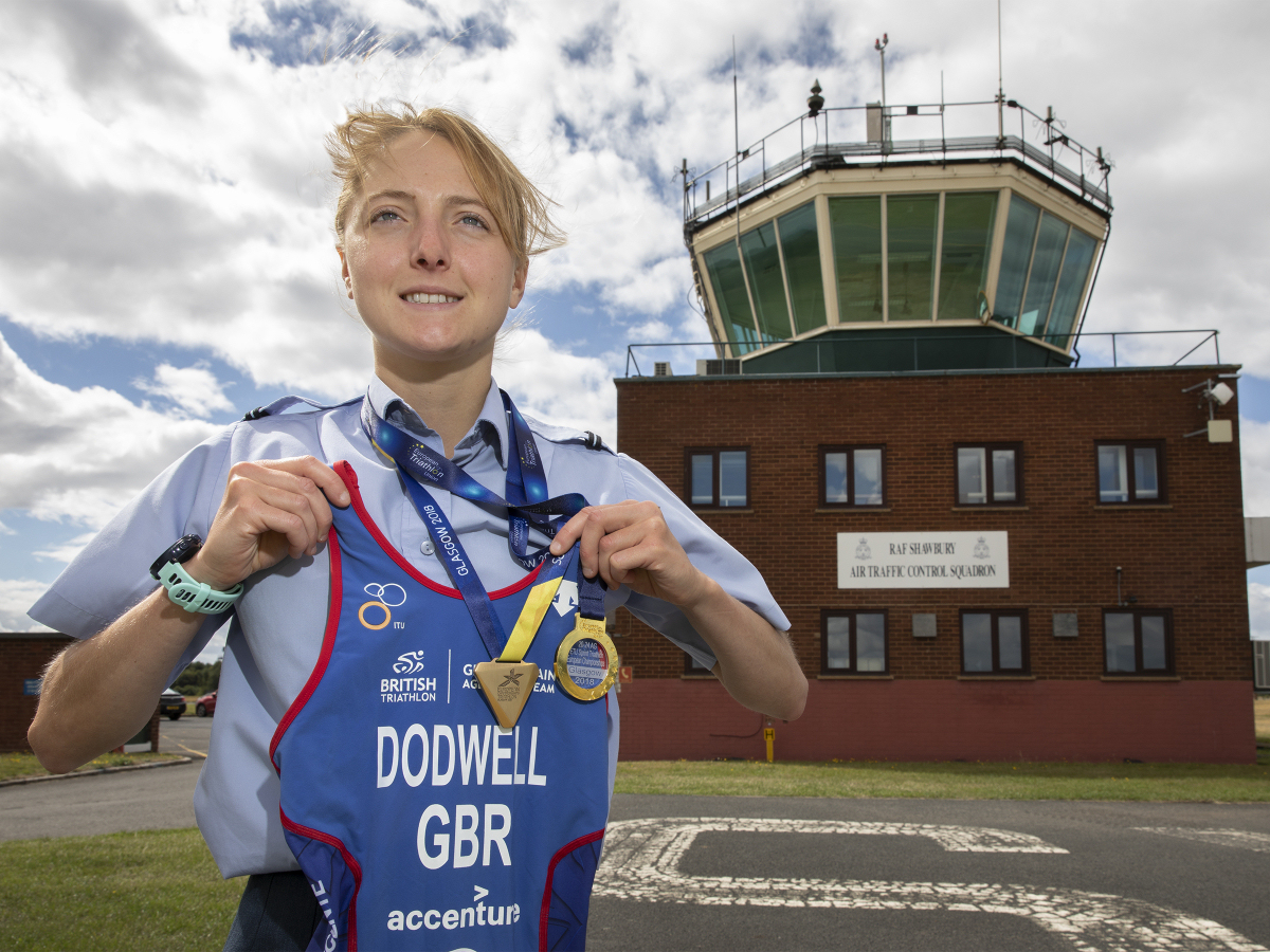 Fg Off Hannah Dodwell with her medals