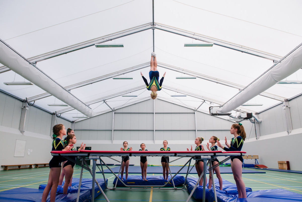 Imogen in action in the gym at Adcote School for Girls