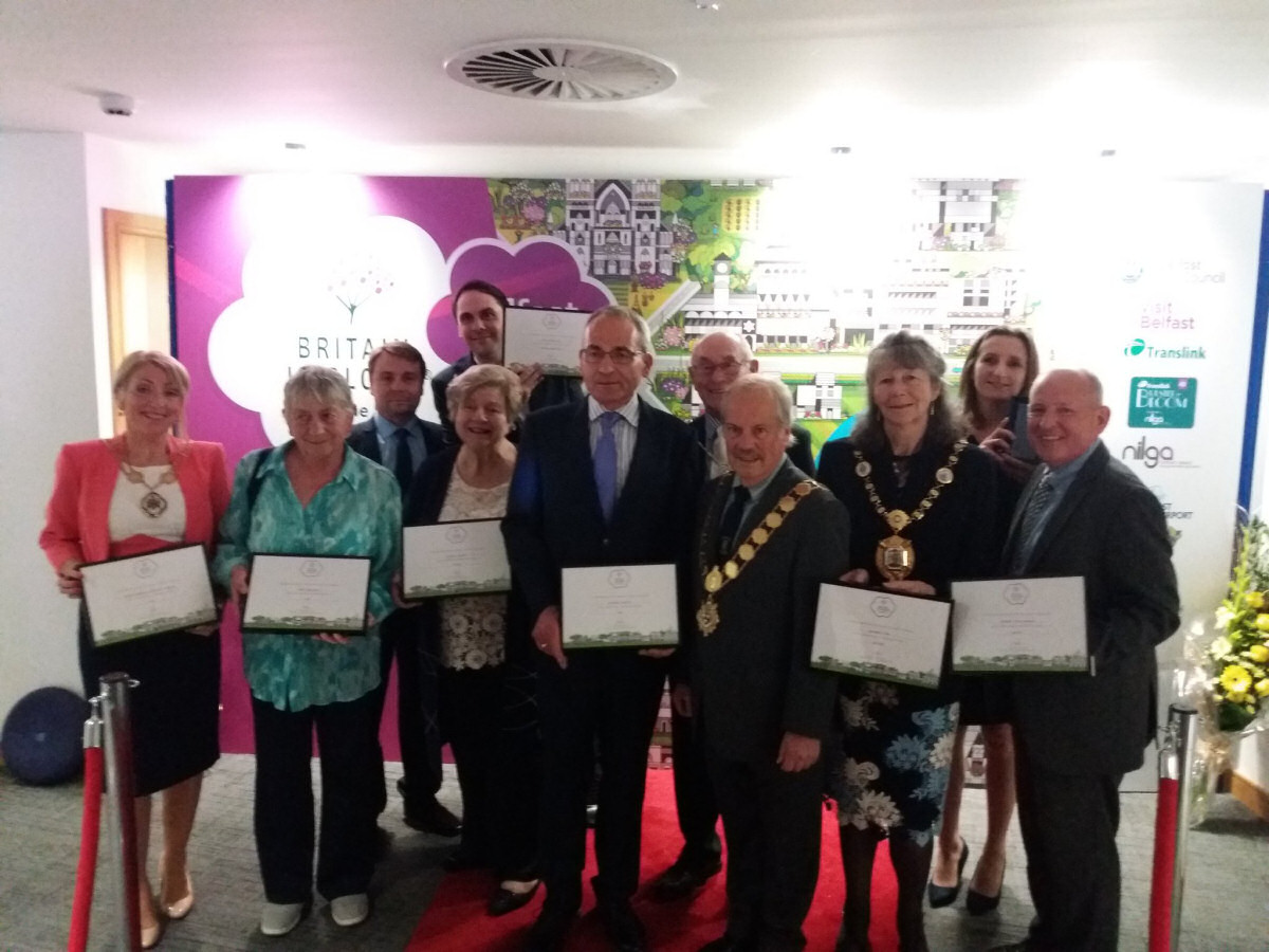 Shrewsbury and Oswestry celebrate their achievements at the awards ceremony in Belfast. Photo: Helen Ball