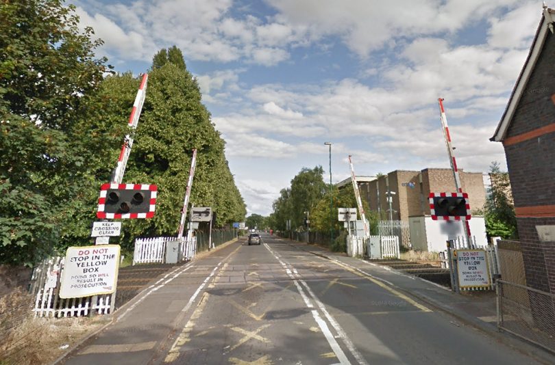 The incident happened at Harlescott Level Crossing in Shrewsbury. Photo Google Street View