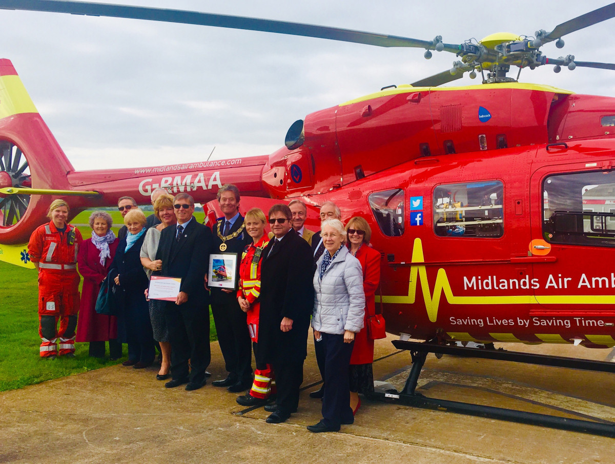 Members of the Freemasons’ Provincial Grand Lodge of Shropshire visited the Midlands Air Ambulance Charity’s RAF Cosford airbase 