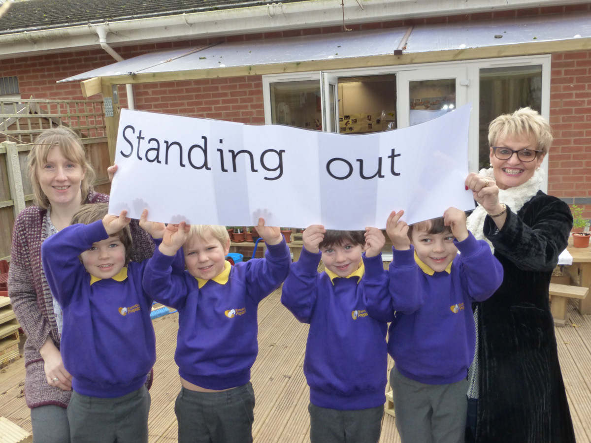 Qualified Teacher Victoria Waring; pupils Billy (5), Reuben (4), Lennie (4) and Chase 4; and Shrewsbury Prepatoria Founder and Principal Jane Smalley 