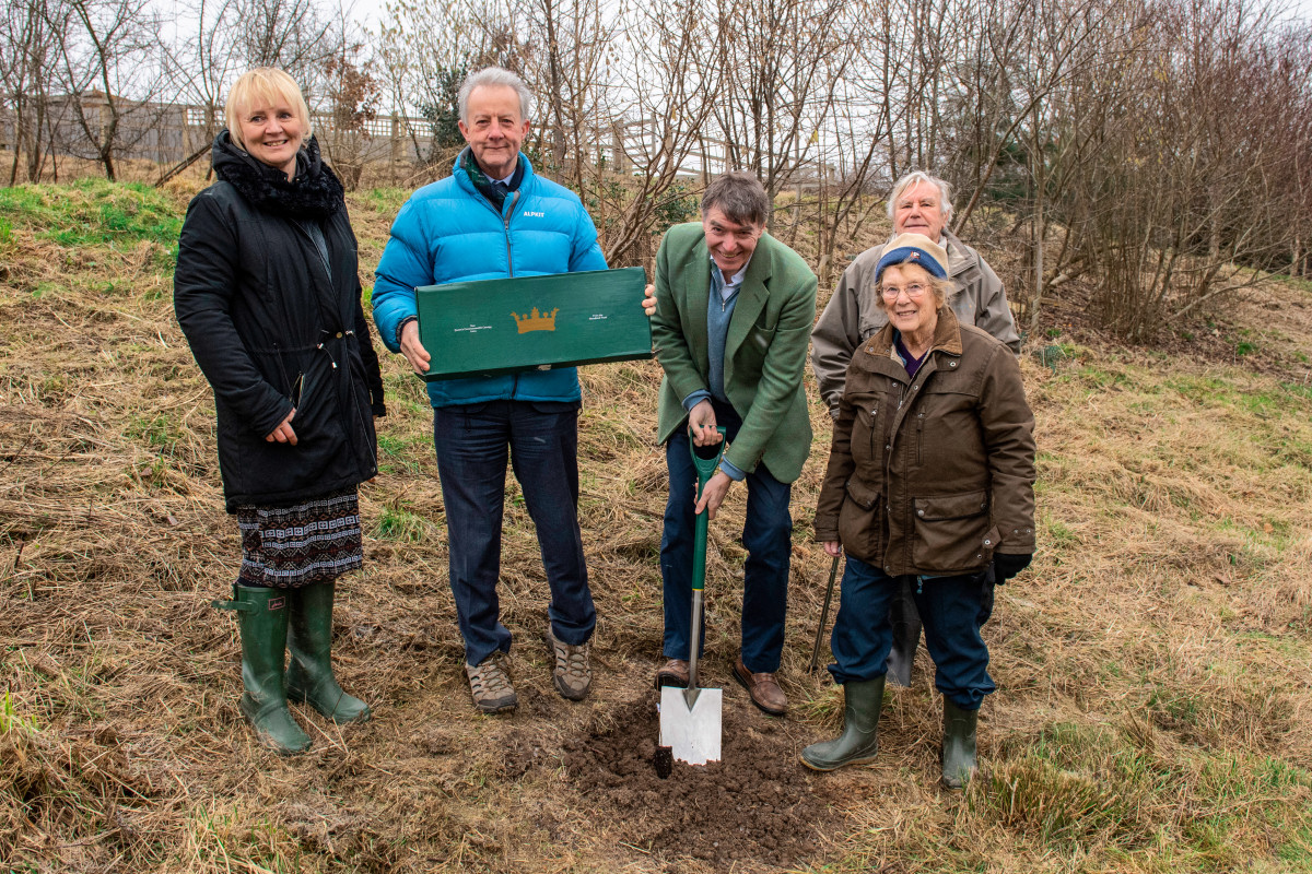 At the tree planting ceremony are Michelle Hodnett (Independent Living Co-Ordinator), Duncan Forbes (Interim Connexus CEO), Philip Dunne (Ludlow MP), Anne and Tim Toft (Ley Gardens/Lawley Close residents)