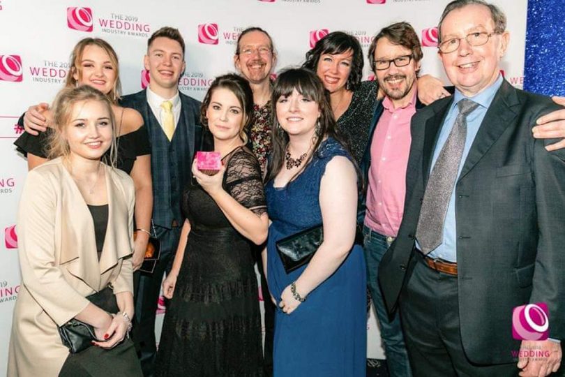 Staff from The Hundred House collect their award at The Wedding Industry Awards in Soho, London