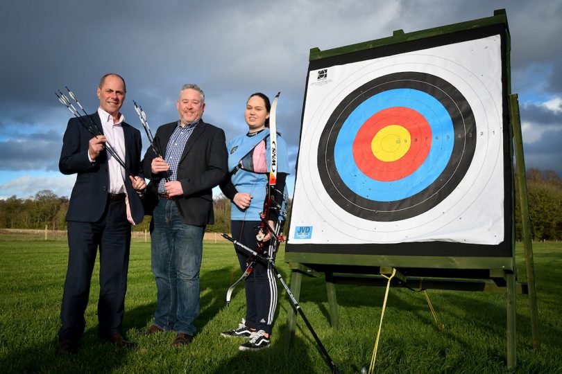 Steve Graves, director at Robert Nicholas with Mark Waugh, director at Be Bold Media and young Shropshire archer Katie Tonkinson
