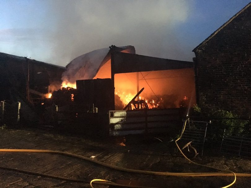 The scene of the fire at Hindford Grange near Whittington. Photo: @SFRS_JBainbr