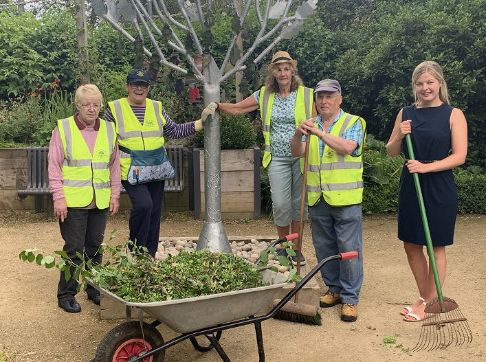 From left, Maria Bright, Brenda Pettman, Jean Bailey, Chris Pettman (all from the Friends of Telford Town Park), and Lucy Sutton from Henshalls