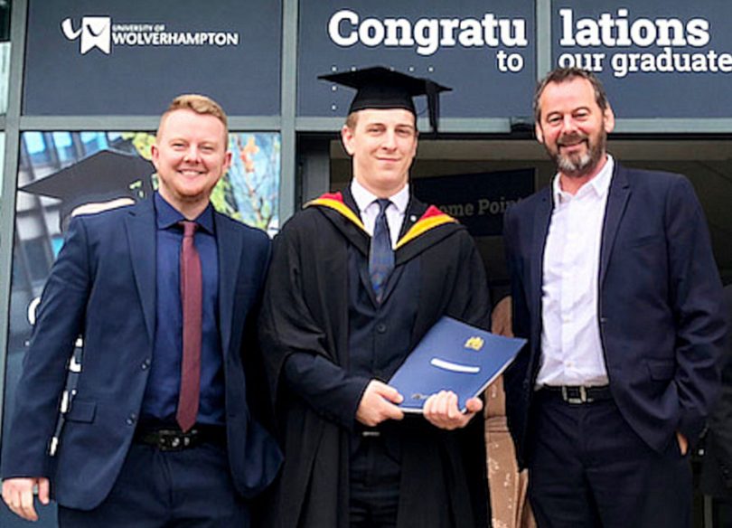 FSP Sales Manager Christopher Corbett, Dan Brown and FSP Managing Director Richard Hilton at the graduation
