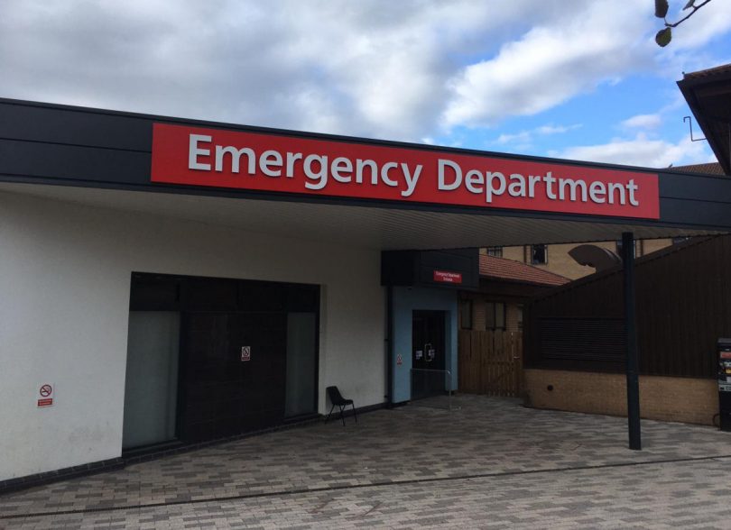 The entrance to the Emergency Department at the Princess Royal Hospital in Telford