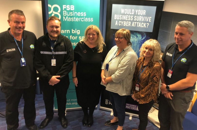 FSB Area Lead Hollie Whittles (centre) with West Mercia Police participants Mark Blackstock, James Squire, (Hollie) Vicki Ridgewell, Karen Perry and Graham Donaldson)