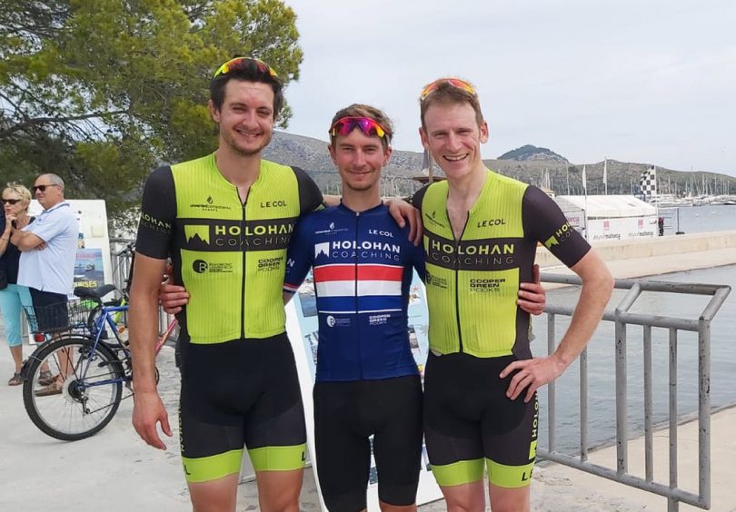 Chris Pook, Liam Holohan and Matthew Davies during the Vuelta Majorca