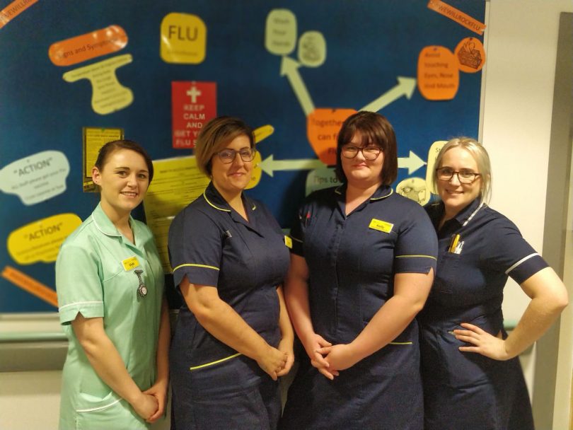 Pictured, from left, Vicki Page (Healthcare Assistant), Karla Jennings-Preece (IPC Nurse), Kelly Pardy (IPC Nurse) and Sister Jenny Downes