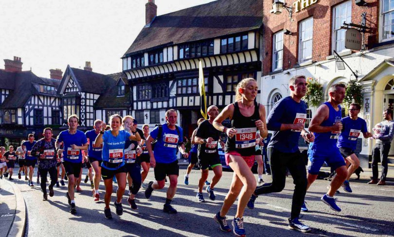 Runners make their way up Wyle Cop in Shrewsbury. Photo: Charles Whitton Photography