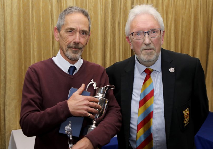2019 Senior Champion - Stephen Davies being presented with the  Colin Turner Seniors Championship Trophy by Captain Colin Turner