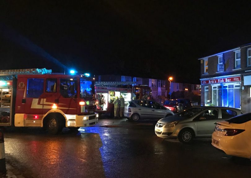 Firefighters at the scene of the fire on Whitchurch Road in Shrewsbury