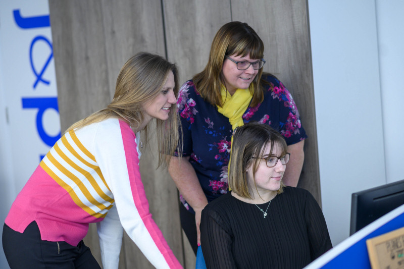 J&PR directors Rhea Alton and Kirsty Smallman with new digital marketing assistant Sophie Coombs