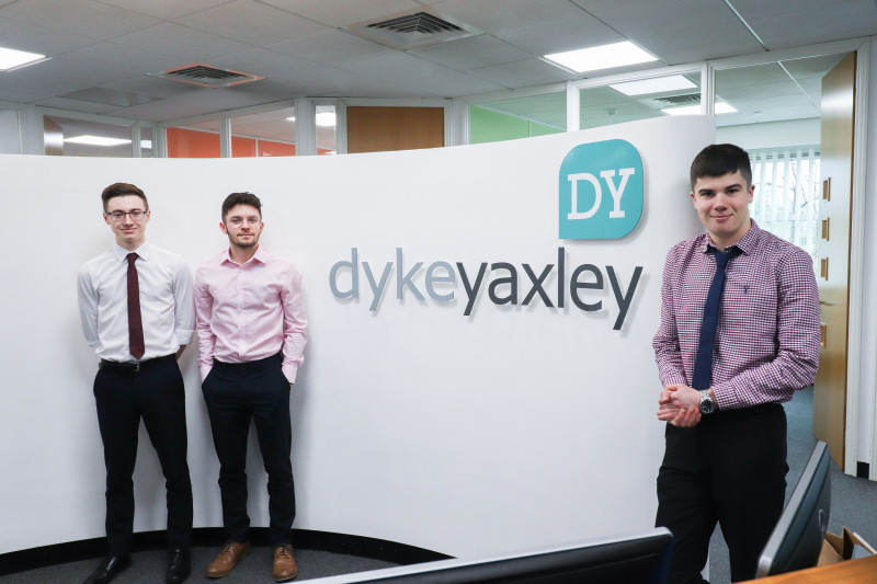 Ross Evans, 20, from Shrewsbury, Cian Iddison, aged 20, from Brockton, and Jack Foulkes, 20, from Four Crosses, have all passed their Accounting Apprenticeships with Dyke Yaxley with flying colours