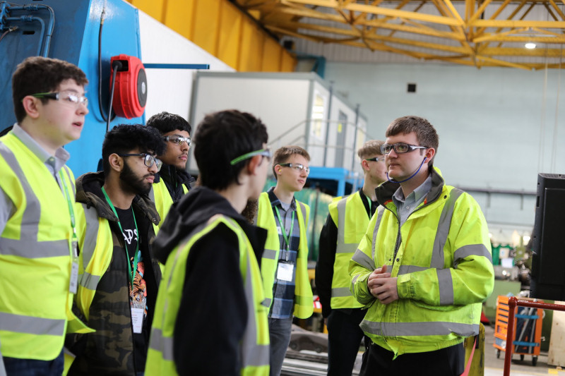 Telford College engineering students on a tour of the GKN manufacturing plant