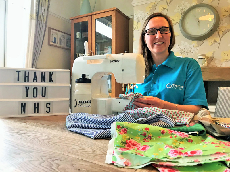 Anna sewing bags for NHS