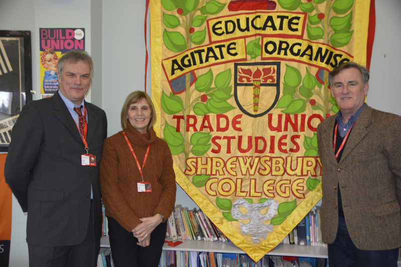 Mike Edwards, outgoing Head of Trade Union Studies, Steve Bradfield and Jean Parkes, TUS teachers