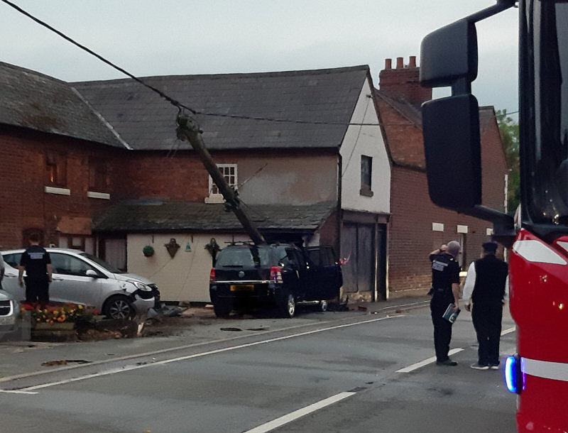 The scene of the collision on Shrewsbury Road in Hadnall. Photo: @OPUShropshire via twitter