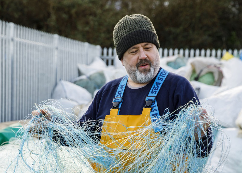 Ian Falconer with the recycled nylon fishing nets into engineering grade filament
