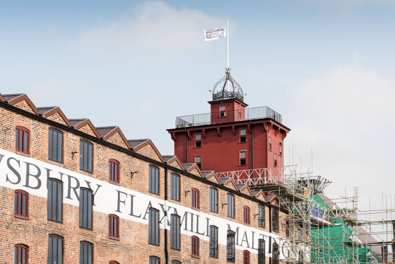 A view across the roof to the restored Jubilee Tower and Coronet as the new flagpole is tested. Photo: Historic England