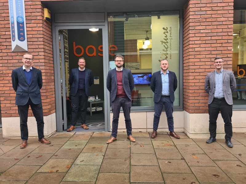 Chief Executive Carl Huntley, Managing Director Harry Reece, Senior Associate Ben Embrey, Associate Director Bryn Jones and Senior Associate Joe Salt – the new management team at Base Architecture