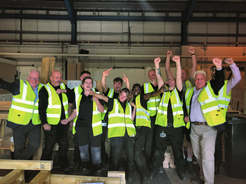Wayne Gethings and construction ready trainees (taken before covid-19 restrictions), construction ready is an employability project bringing people in to the construction sector