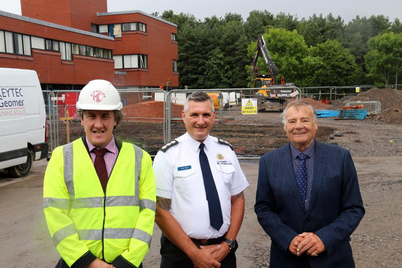 Mark Kiddie, Paul Gray, Cllr Eric Carter pictured at Telford Central Fire Station
