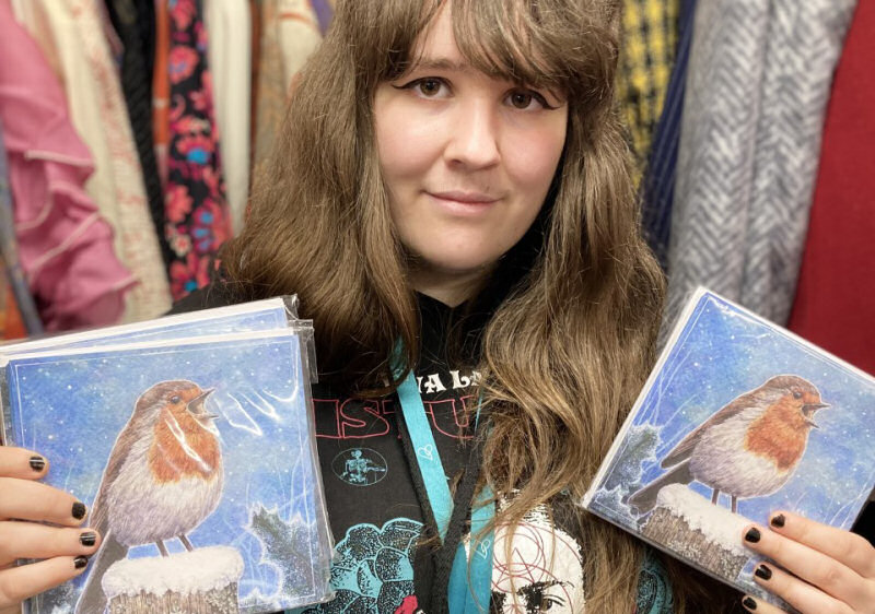 The Christmas card design was hand painted by 21-year-old Anna Streetly who works at the charity’s boutique shop on Shrewsbury’s Wyle Cop
