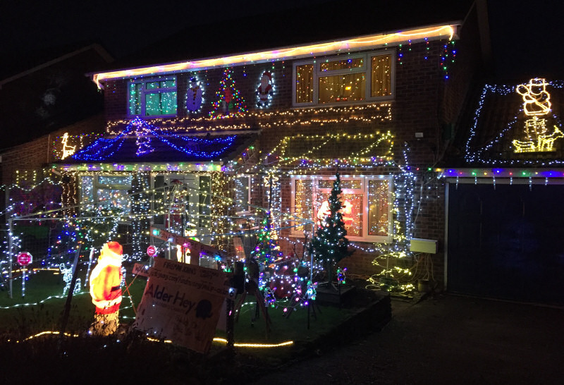 Fireman John’s Christmas lights in Primrose Drive, Shrewsbury