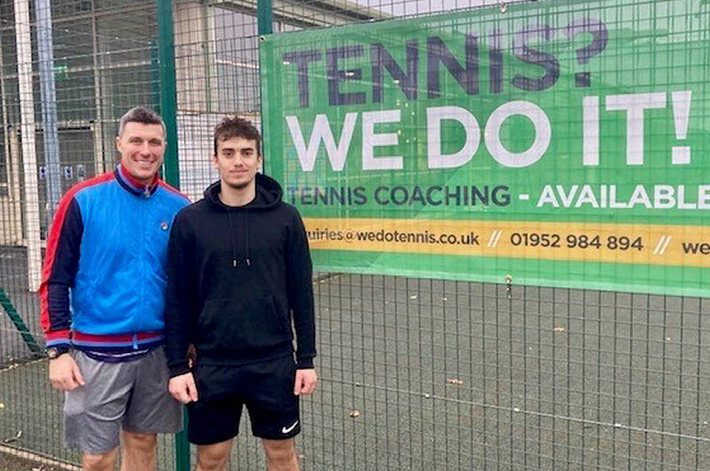 Leading doubles player Ken Skupski, left, and Tom Loxley, who plays for Shropshire’s men’s county team, at Telford Tennis Centre