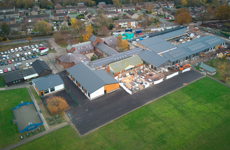 New carbon neutral faciltiies including classrooms have been built by Pave Aways at the Harlescott Junior School in Shrewsbury on behalf of Shropshire Council