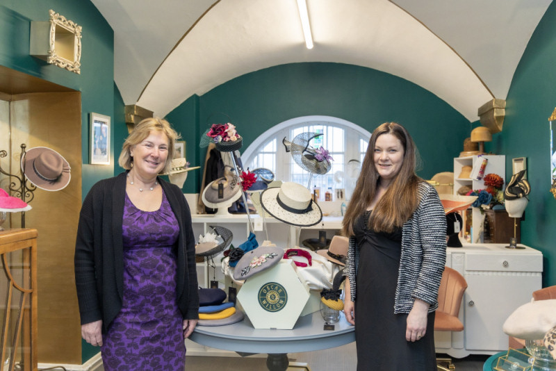 Retail consultant Frances Riseley with Fleur Curtis, of Willow Millinery