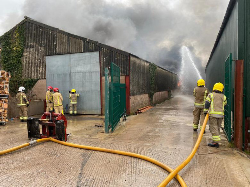 Firefighters pictured working at the scene of the fire. Photo: Shropshire Fire and Rescue Service
