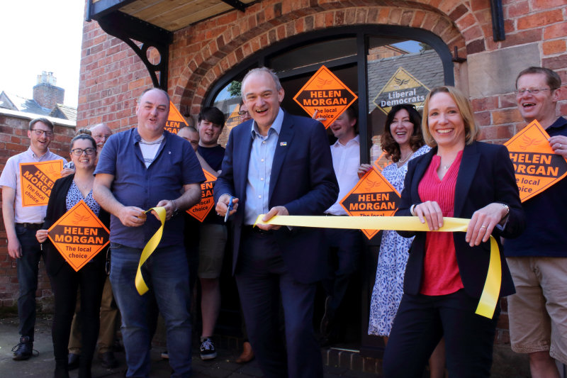 Ed Davey launching the new Lib Dem Campaigning HQ in Wem