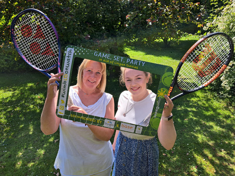 Helen Knight and Lizzy Coleman from Lingen Davies preparing for the WimbLDon fundraiser