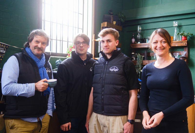Iron & Fire’s founder, Kevin Burrows pictured with Callum, Josh and Joanna De Rycke