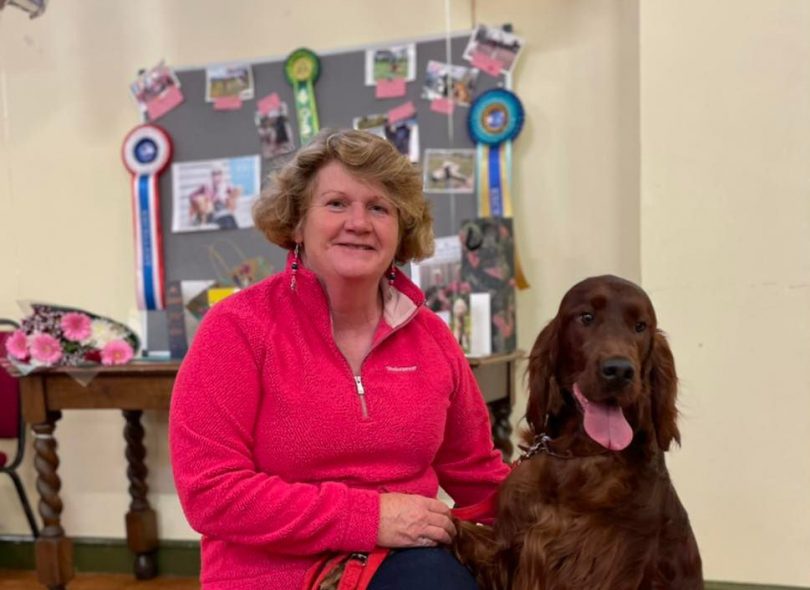 Karen Boyce owner of Beastly Thoughts Professional Dog Service, pictured with Brodie the Red Setter