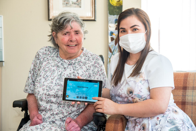 Rhea Paller with Montgomery House resident June Croft