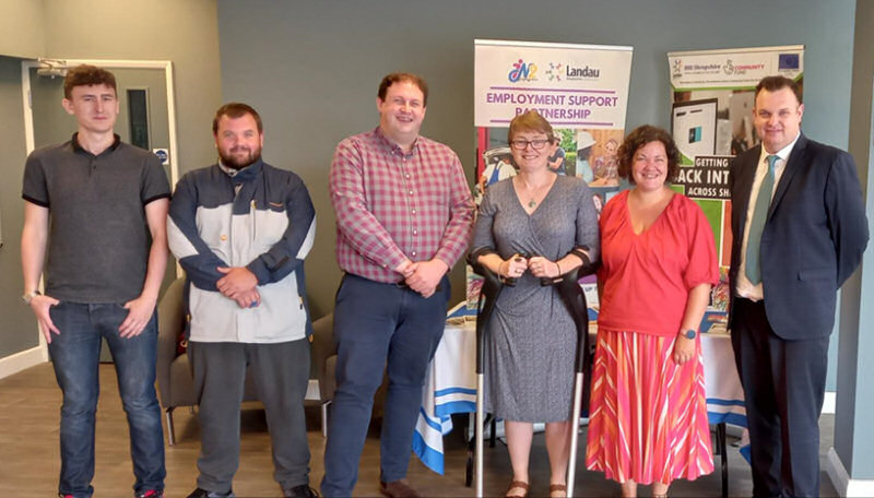 Councillor Ed Potter learns about the Building Better Opportunities project during a visit to Landau in Wellington