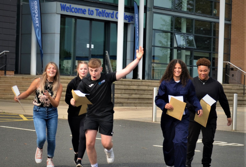 An exciting day for Telford College students, from left, Abi Taras, Chloe Smith, George Ashton, Rachel McFarlane, and Poppy Akiti