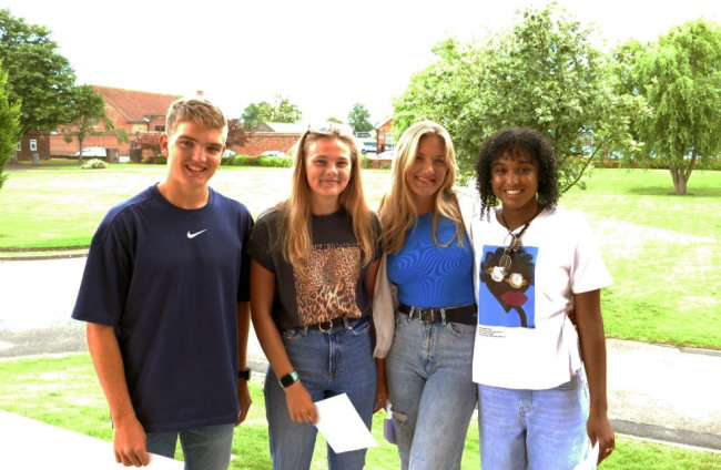 Students collect their results at Wrekin College