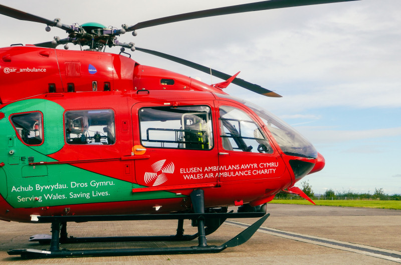 An air ambulance attended the incident. Photo: Wales Air Ambulance Charity