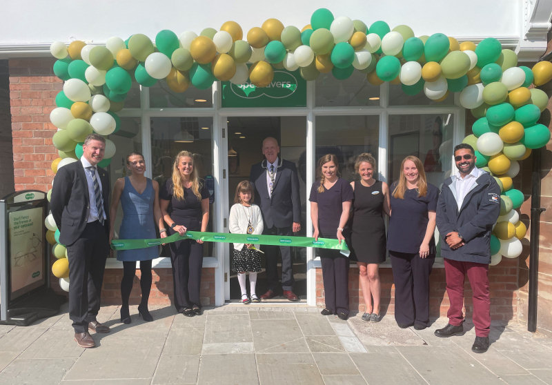 The Specsavers team with Mayor of Ludlow, Councillor Glenn Ginger and his daughter Gabrielle