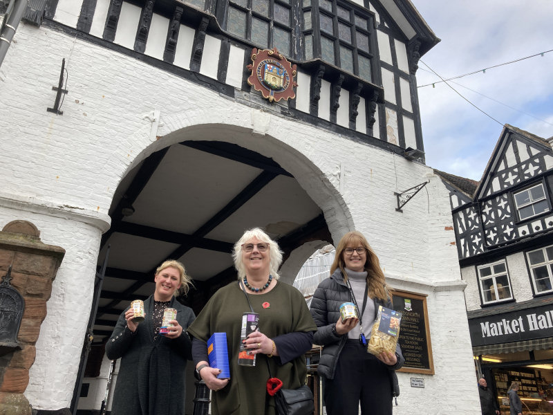 Jen Ridley-Towns of Love Bridgnorth, Liz Bird of Bridgnorth Food Bank and Emily Overton of Bridgnorth Town Council
