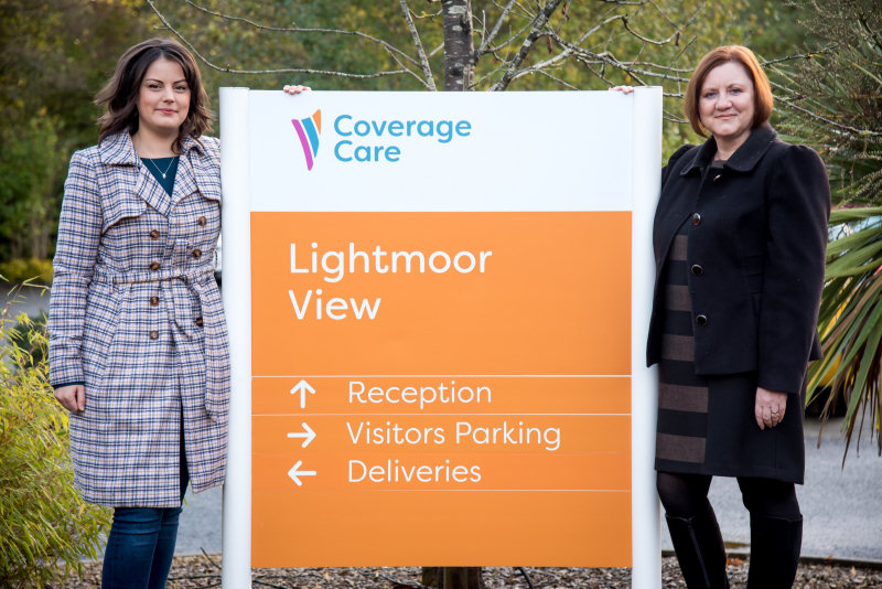 Coverage Care chief executive Debbie Price (right) with Jess Morris (left), Kensa’s creative director, at Lightmoor View care home in Telford